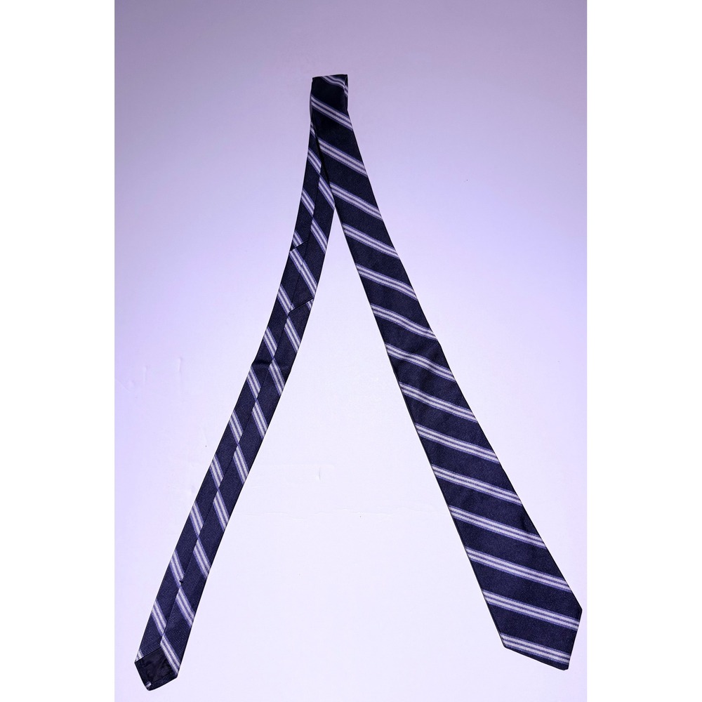 Brooks Brothers 346 Mens Navy Blue White Striped Pure Silk Necktie Made in USA